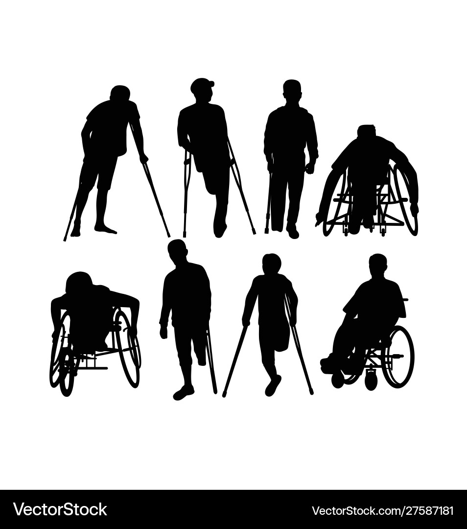 Disabled people silhouettes Vector Image
