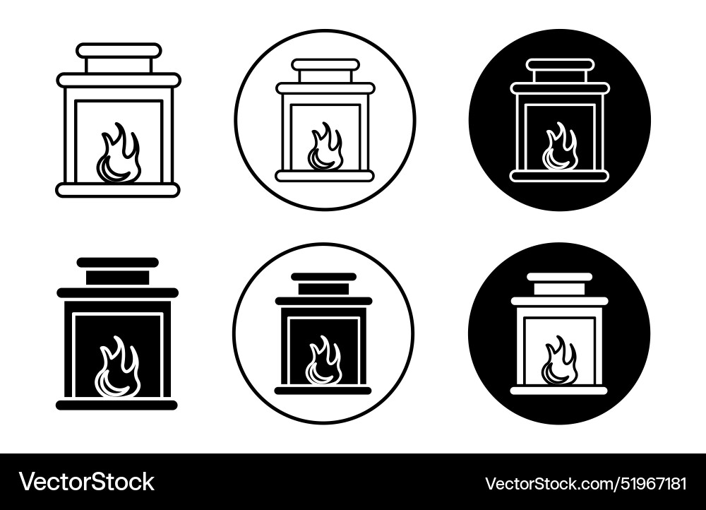 Fireplace icon mark set symbol for web application Vector Image