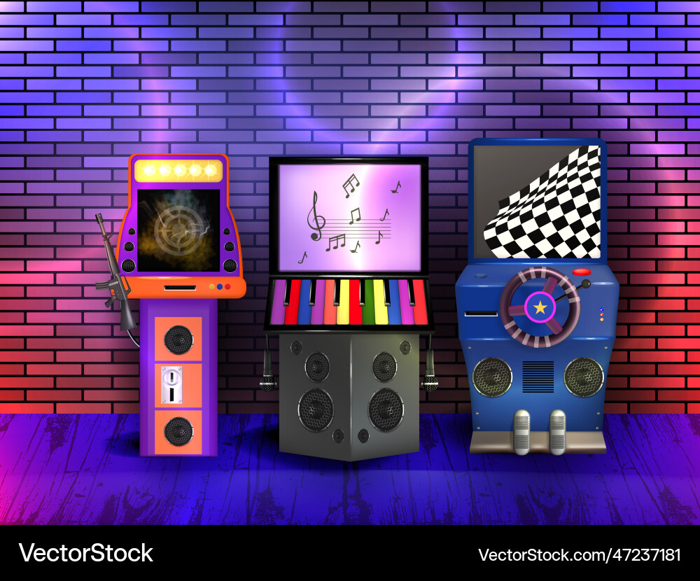 Game machines realistic composition Game machines realistic composition vector image