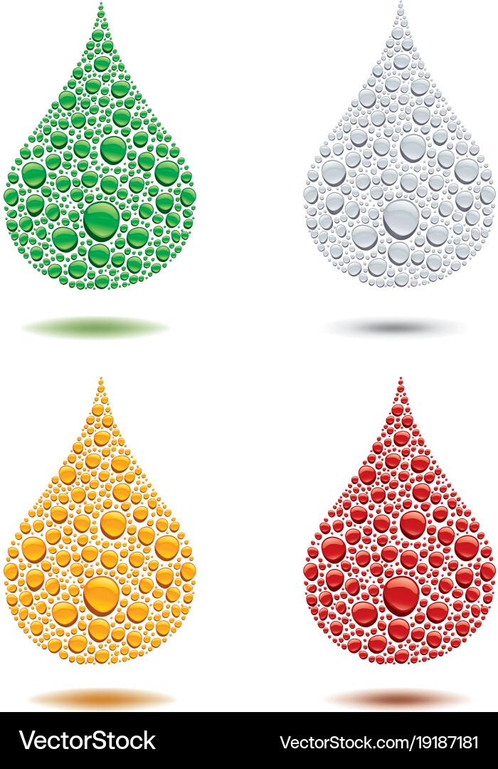 Many different color water drops creating big drop vector image