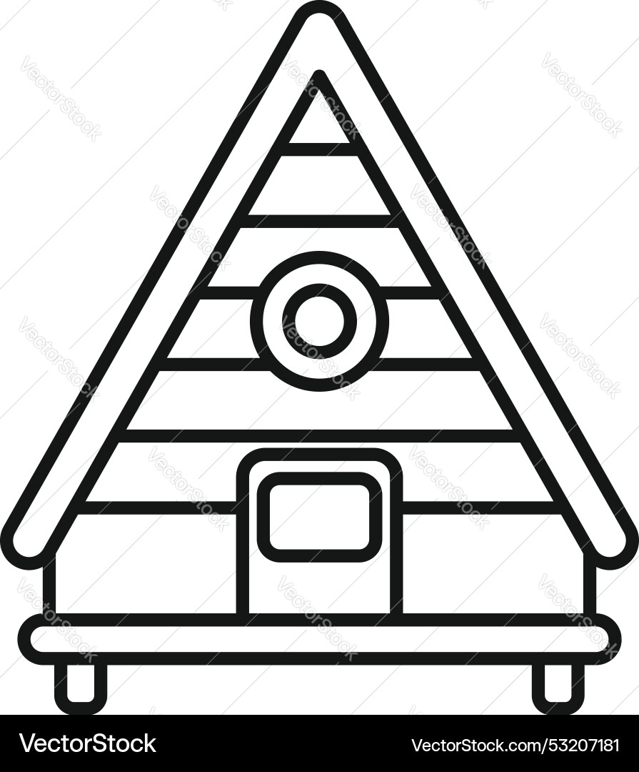 Minimalist triangle house with round window line Minimalist triangle house with round window line Vector Image