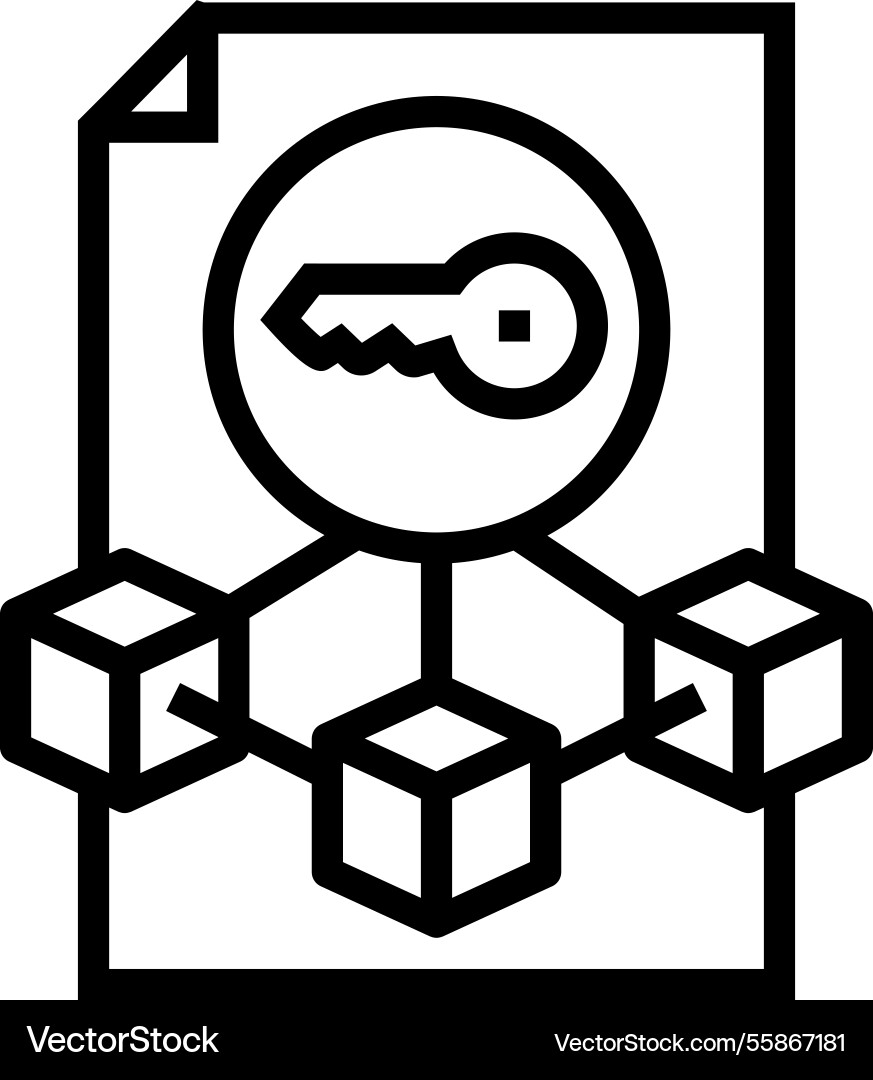 Private key decentralized application line icon Private key decentralized application line icon vector image