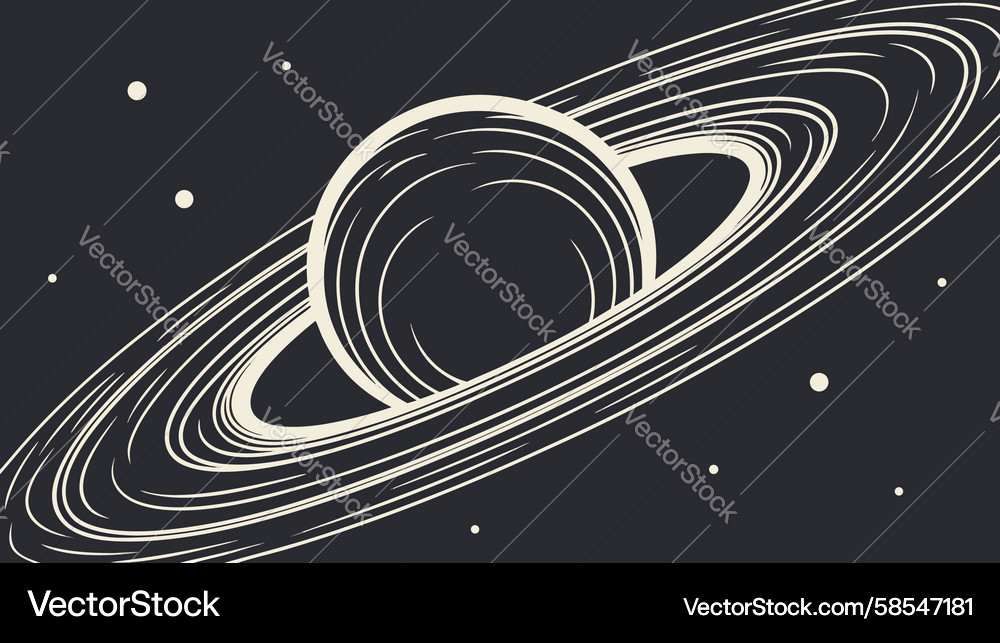 Saturn Ringed Planet Space Art Vector Image