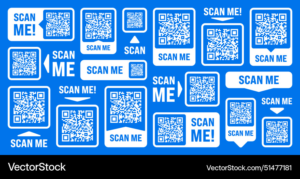 Scan me qr code sticker with text online payment Vector Image