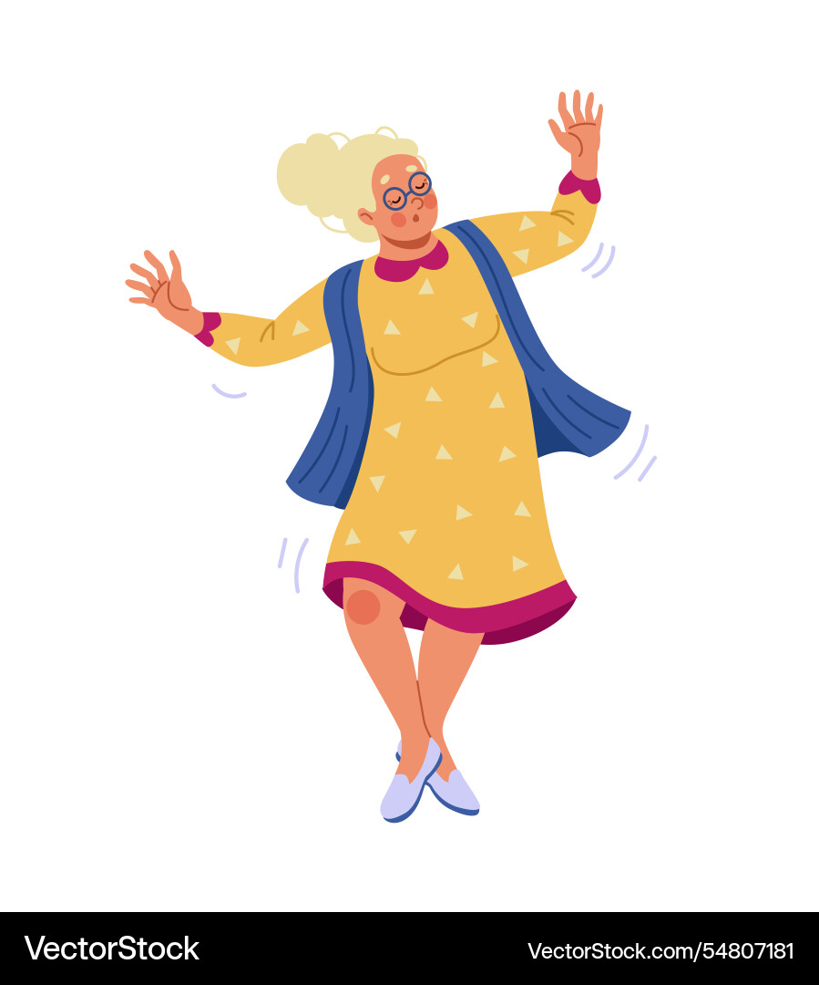 Senior old woman happy elder female character Senior old woman happy elder female character vector image