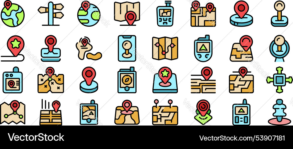 Set of location icons showing navigation gps Set of location icons showing navigation gps vector image