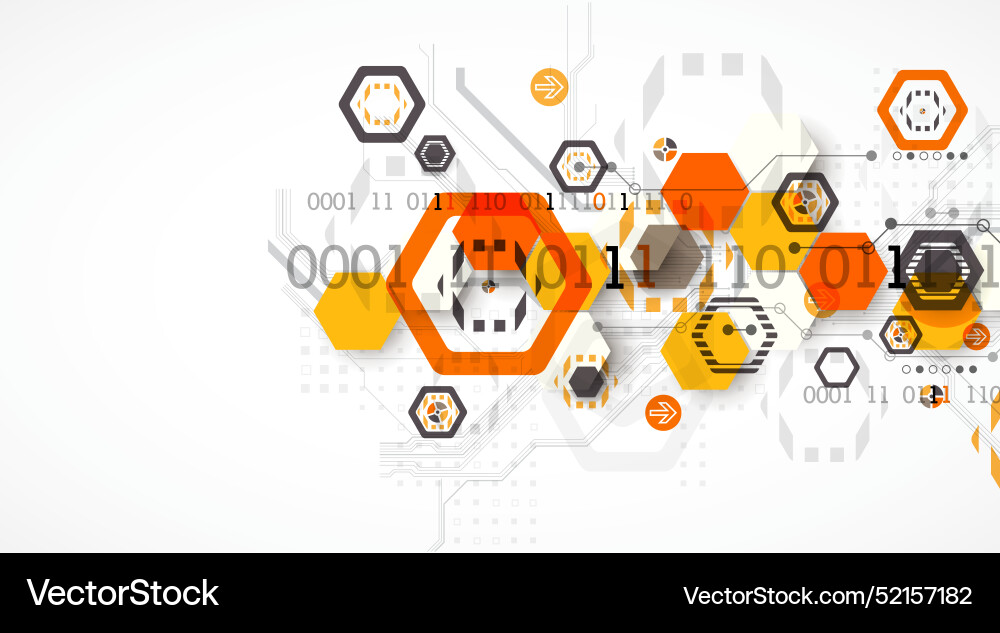 Abstract circuit board background with hexagons Abstract circuit board background with hexagons vector image