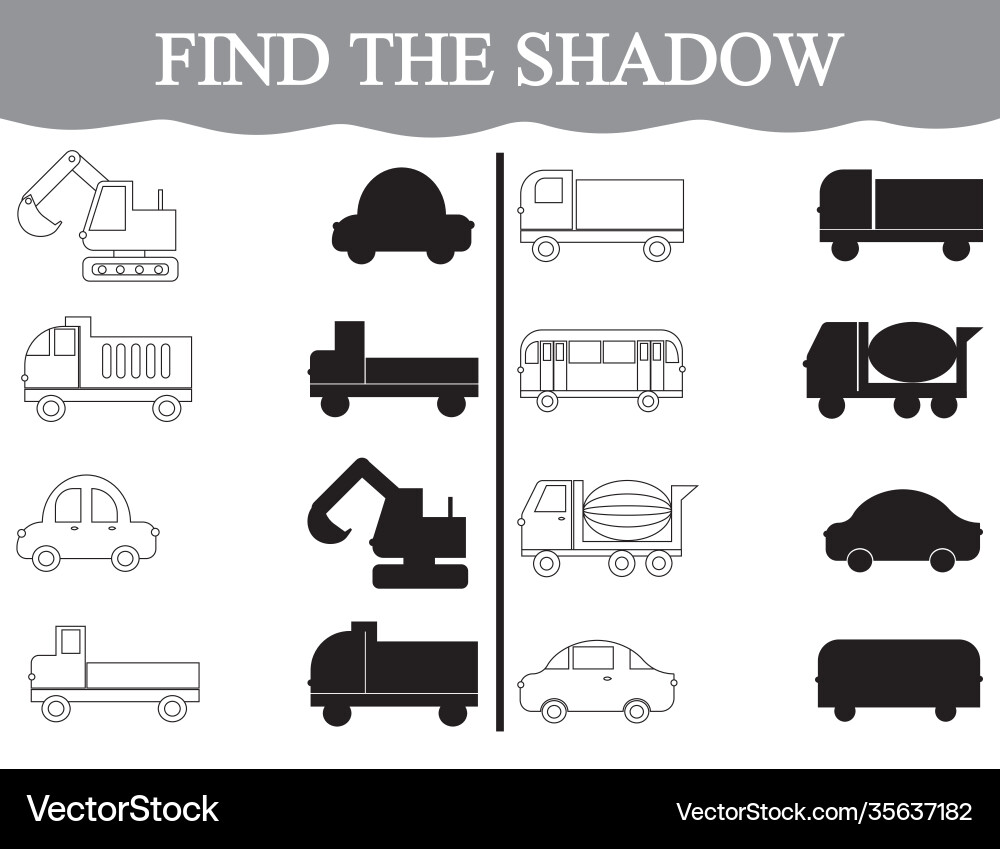Activity for preschool children find shadow Activity for preschool children find shadow vector image