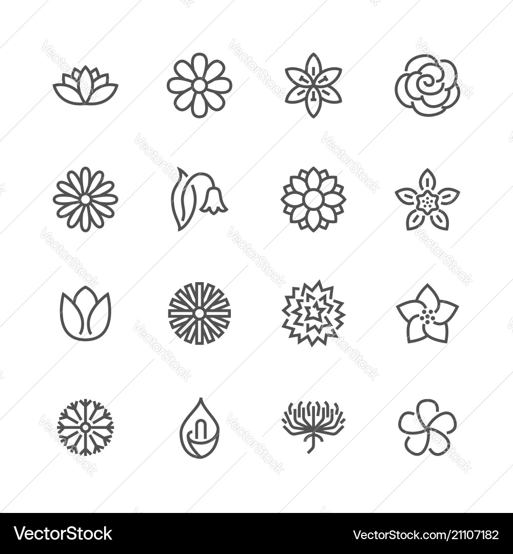 Blumen flache Linie Ikonen schöne Gartenpflanzen Blumen flache Linie Ikonen schöne Gartenpflanzen vektorbild
