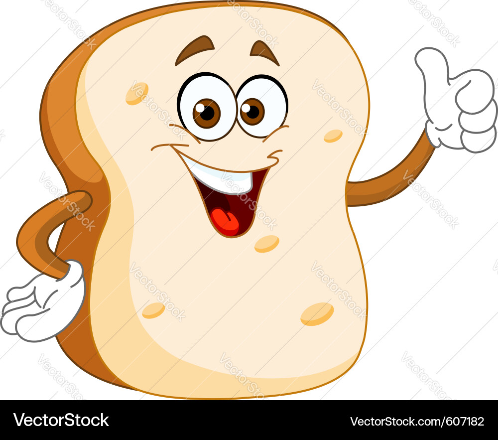 Bread slice cartoon Royalty Free Vector Image - VectorStock