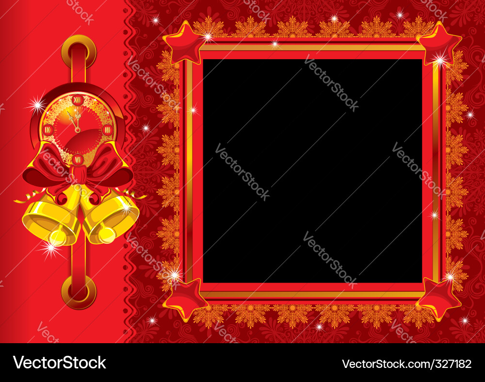 Golden Bells Weihnachten Fotorahmen Vektorbild