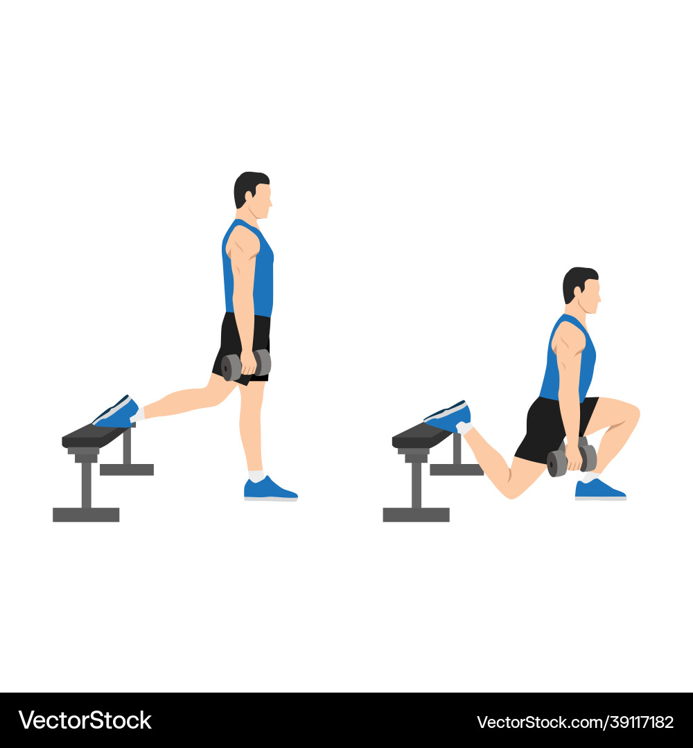 Man doing bulgarian split squats exercise Man doing bulgarian split squats exercise vector image