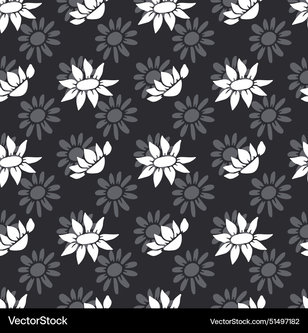 Monochrome seamless pattern with abstract retro vector image