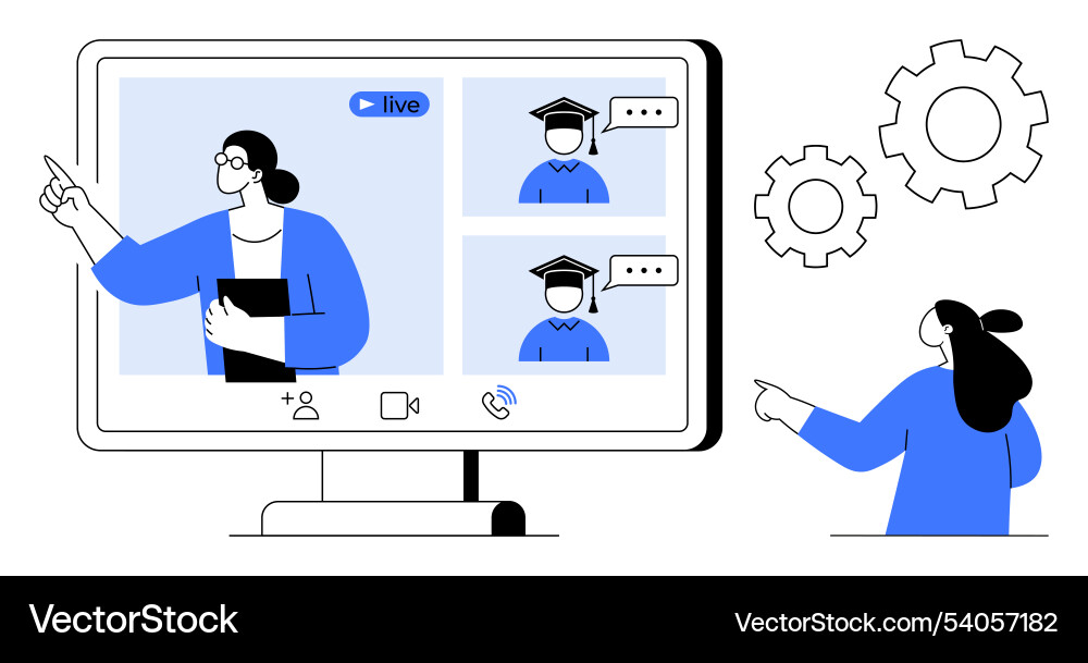 Online learning session with instructor Online learning session with instructor vector image