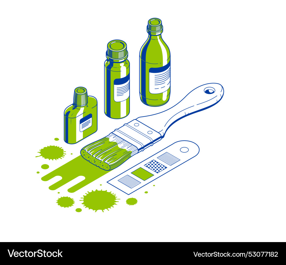Painting walls service interior 3d isometric job Painting walls service interior 3d isometric job vector image
