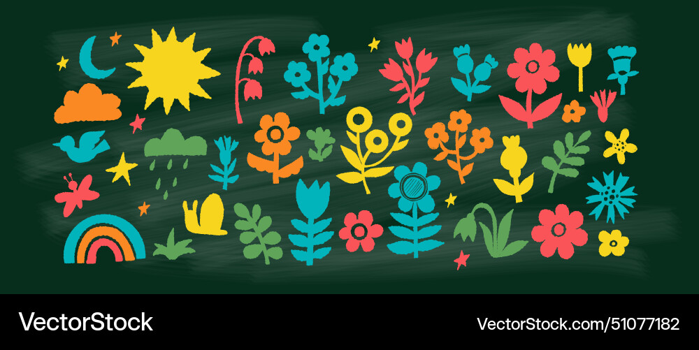 Texture chalk nature hand drawings on board Vector Image