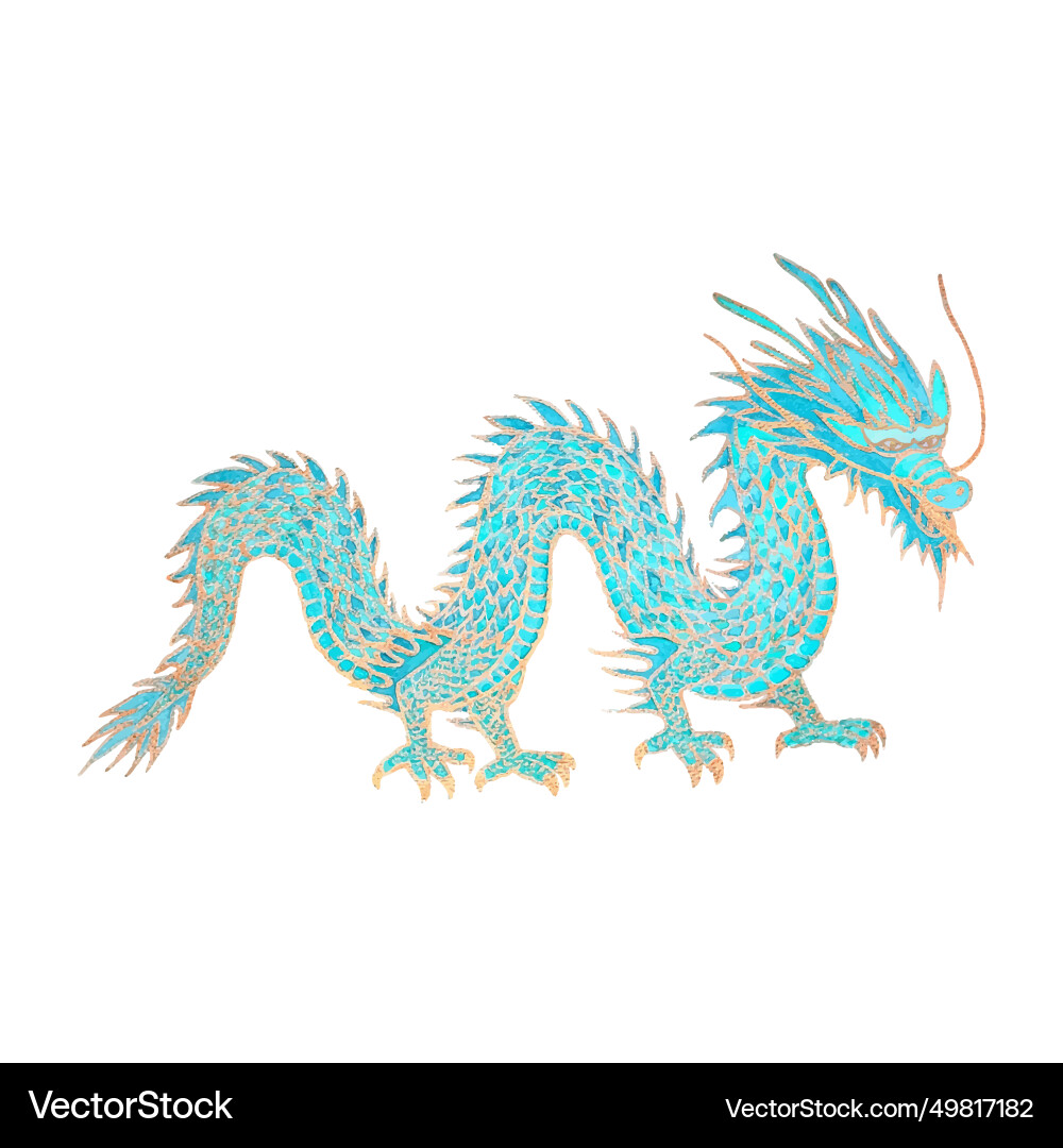 Watercolor chinese sea dragon isolated on white Watercolor chinese sea dragon isolated on white vector image