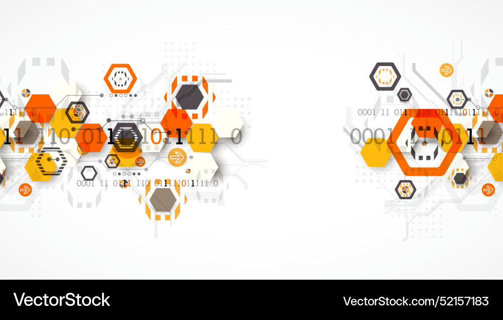 Abstract circuit board background with hexagons Abstract circuit board background with hexagons vector image