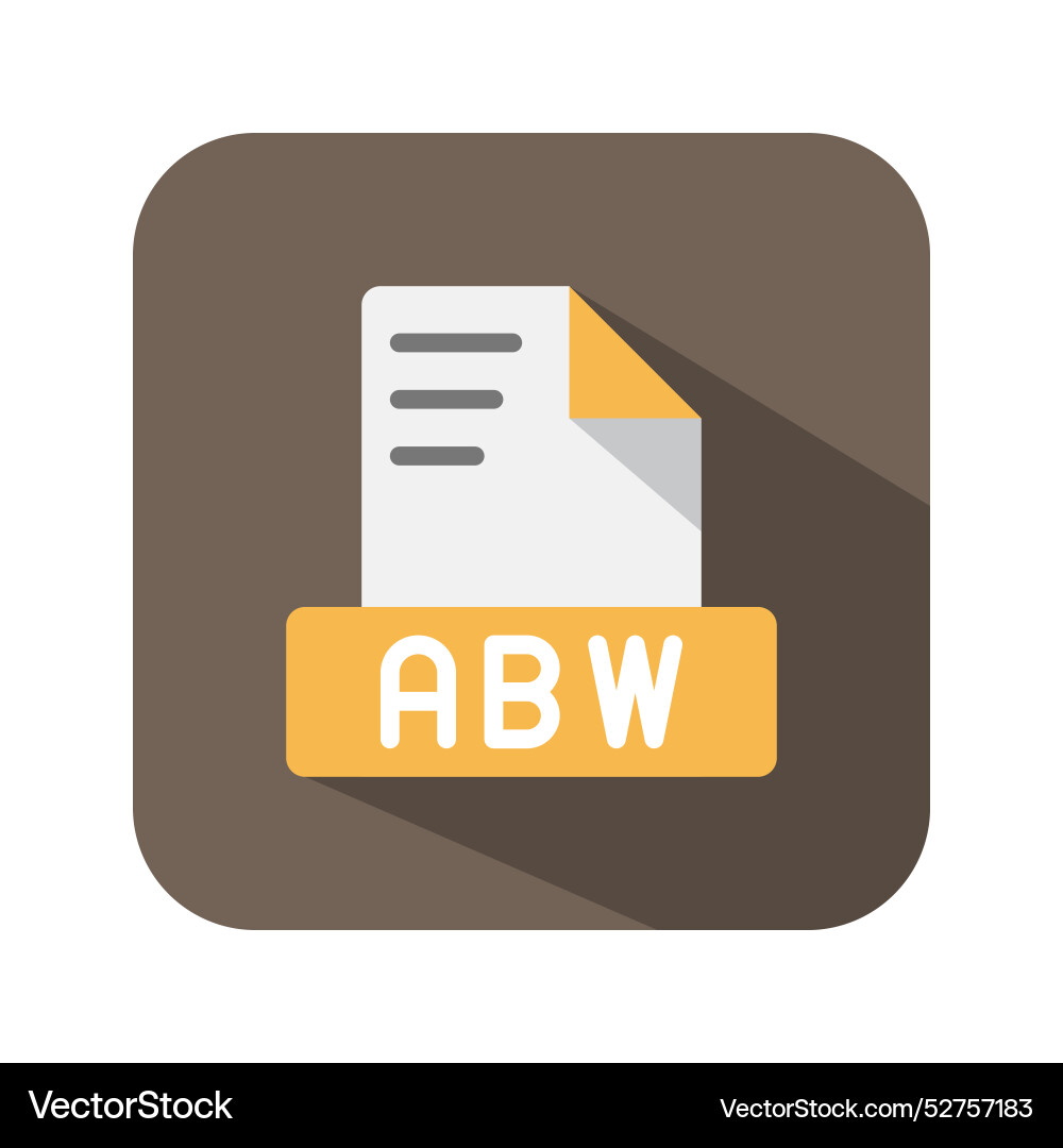 Abw text file format flat icon symbol document Abw text file format flat icon symbol document vector image