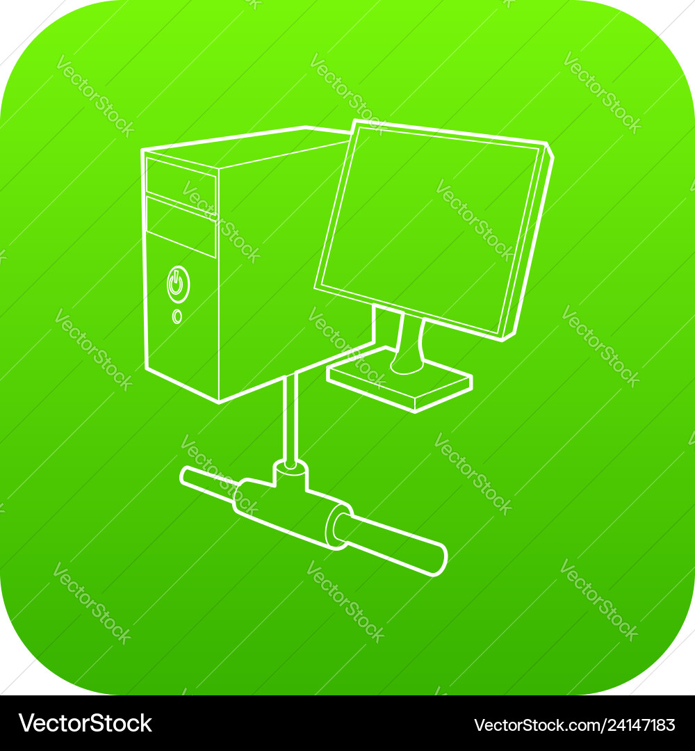 Computer monitor and cpu unit icon green Computer monitor and cpu unit icon green Vector Image