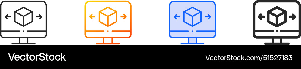 Cube iconthin linear gradient blue stroke Cube iconthin linear gradient blue stroke vector image