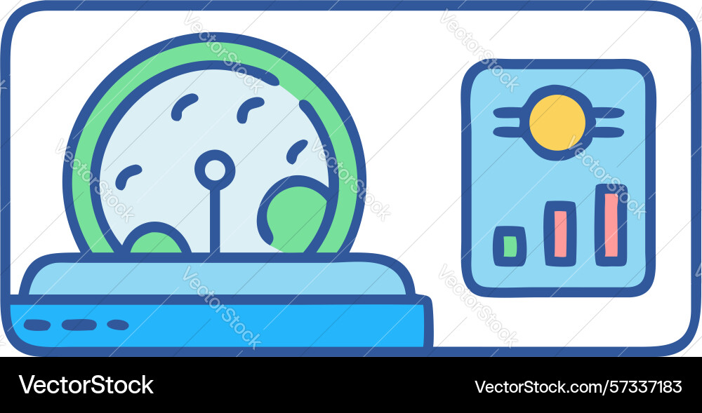 Dashboard interface with speedometer and gauges vector image