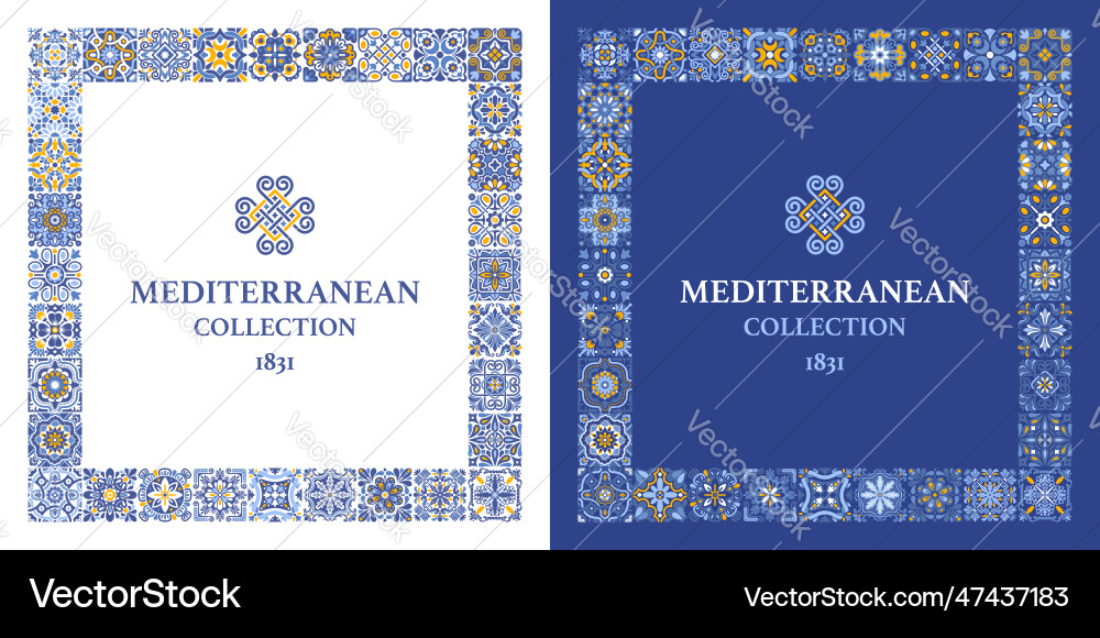 Square frame with azulejo tile pattern Square frame with azulejo tile pattern vector image