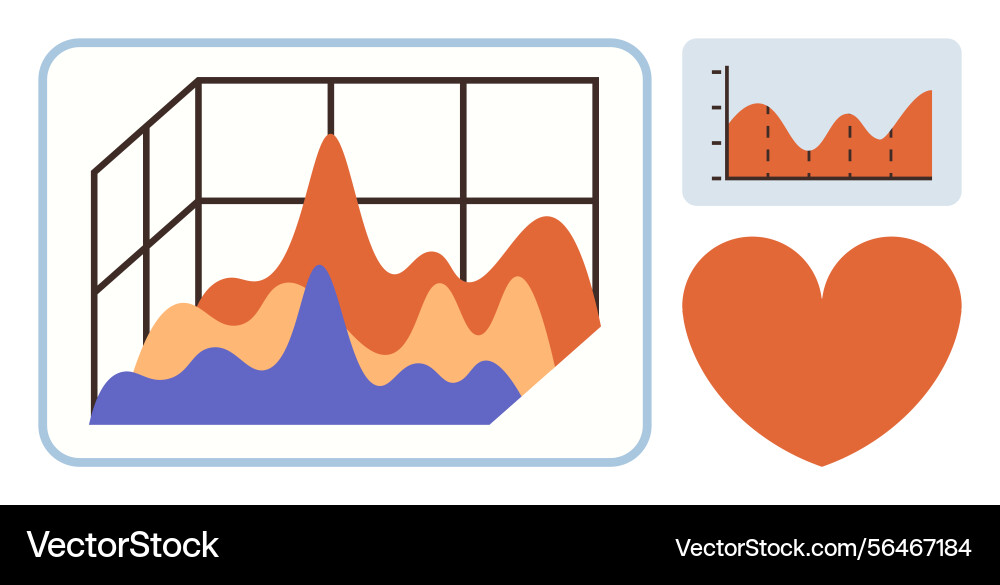 Data visualization with heart and graph featuring Data visualization with heart and graph featuring vector image