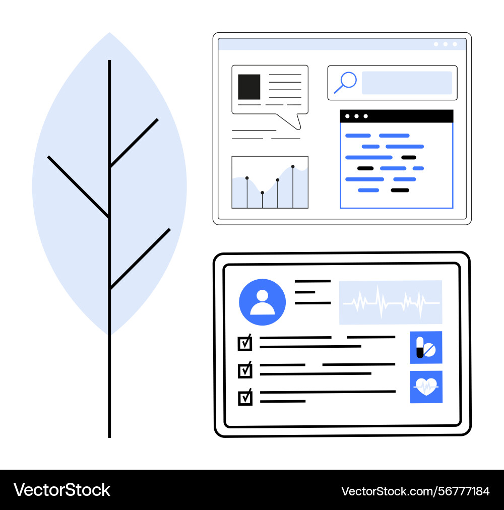 Digital dashboard interfaces for data analysis Vector Image