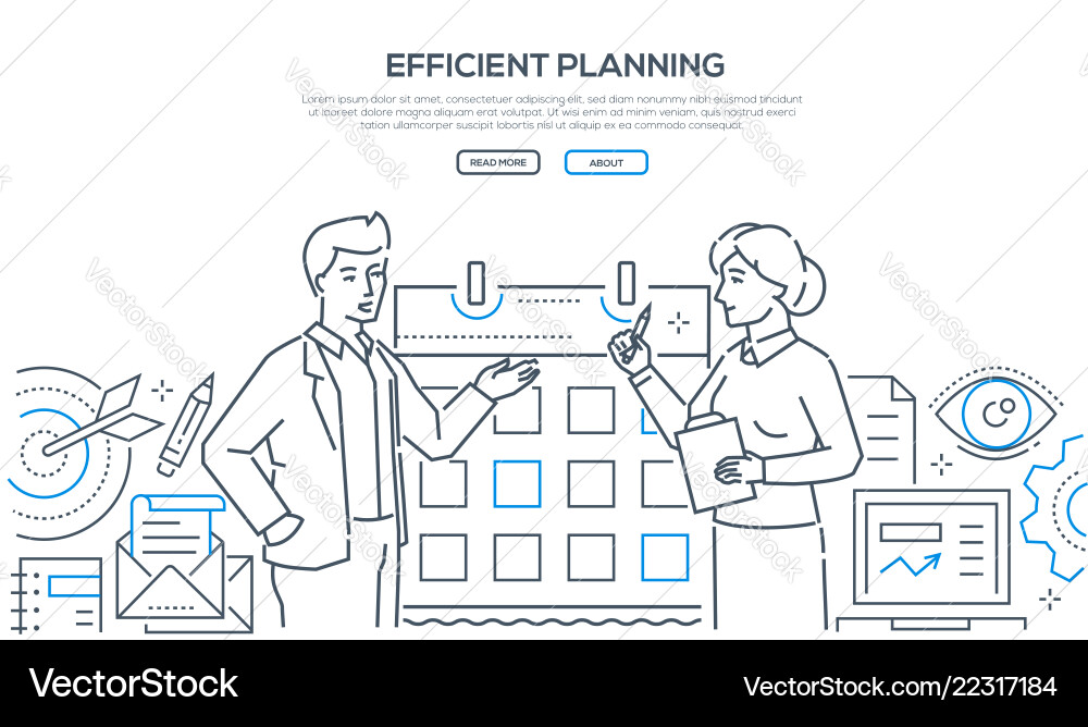 Efficient planning - colorful line design style Vector Image
