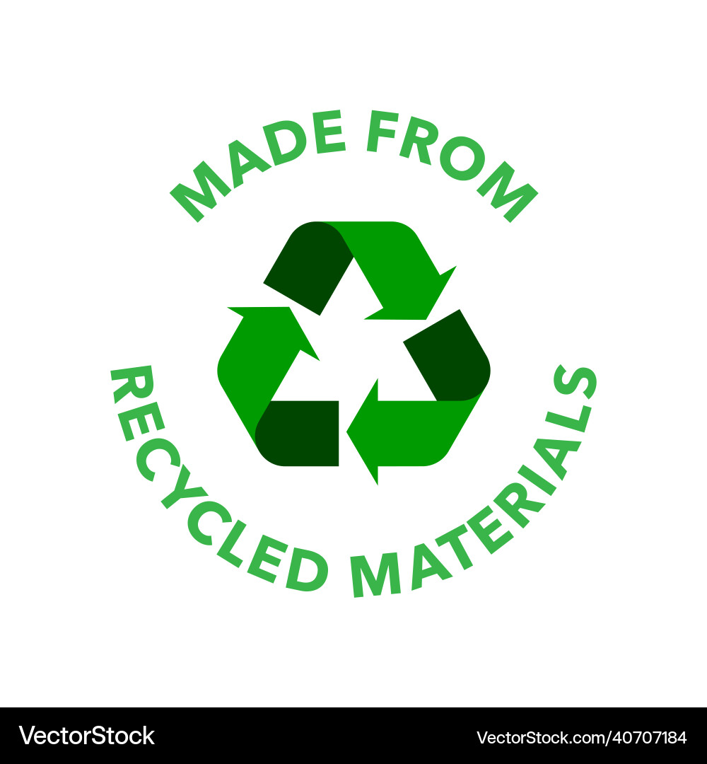 Made with 100 recycled materials icon logo badge Vector Image