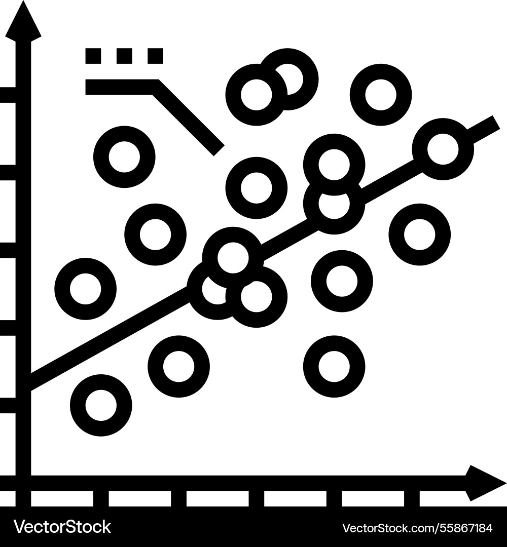 Regression graph machine learning line icon Vector Image