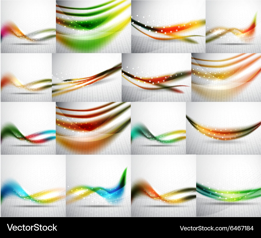 Set of 3d colorful wave lines abstract Vector Image