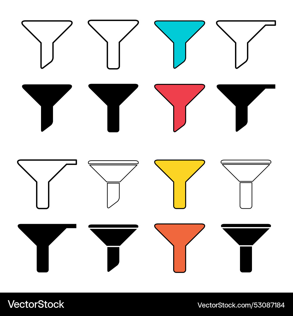 Set of filter button web shape icon filtering vector image