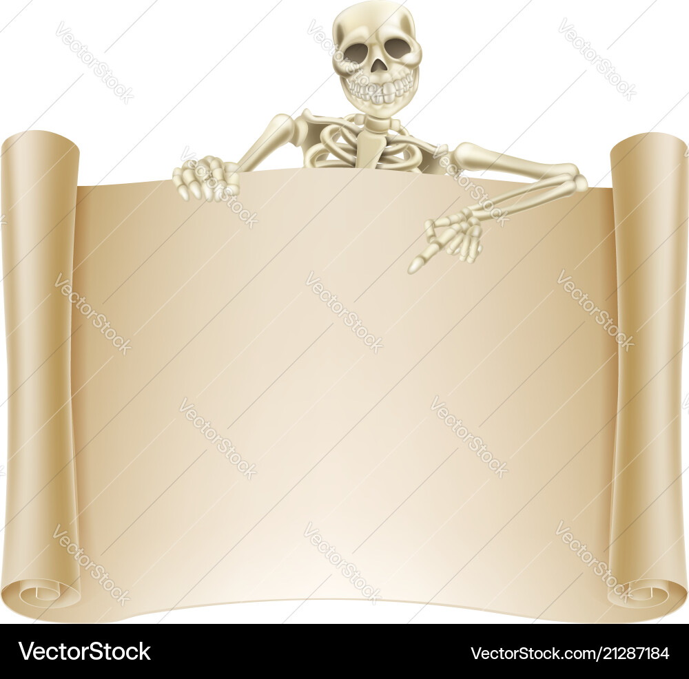 Skeleton scroll sign Skeleton scroll sign vector image