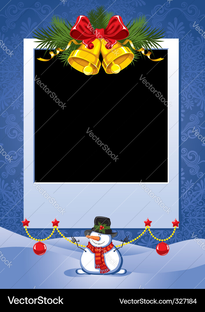 Weihnachts Fotorahmen mit Schneemann Vektorbild