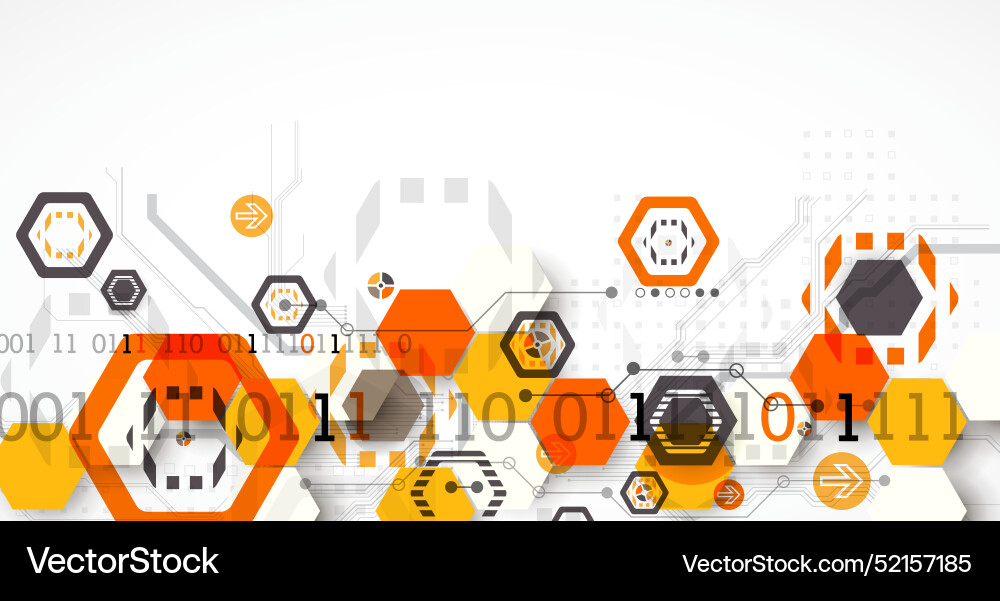 Abstract circuit board background with hexagons Abstract circuit board background with hexagons vector image