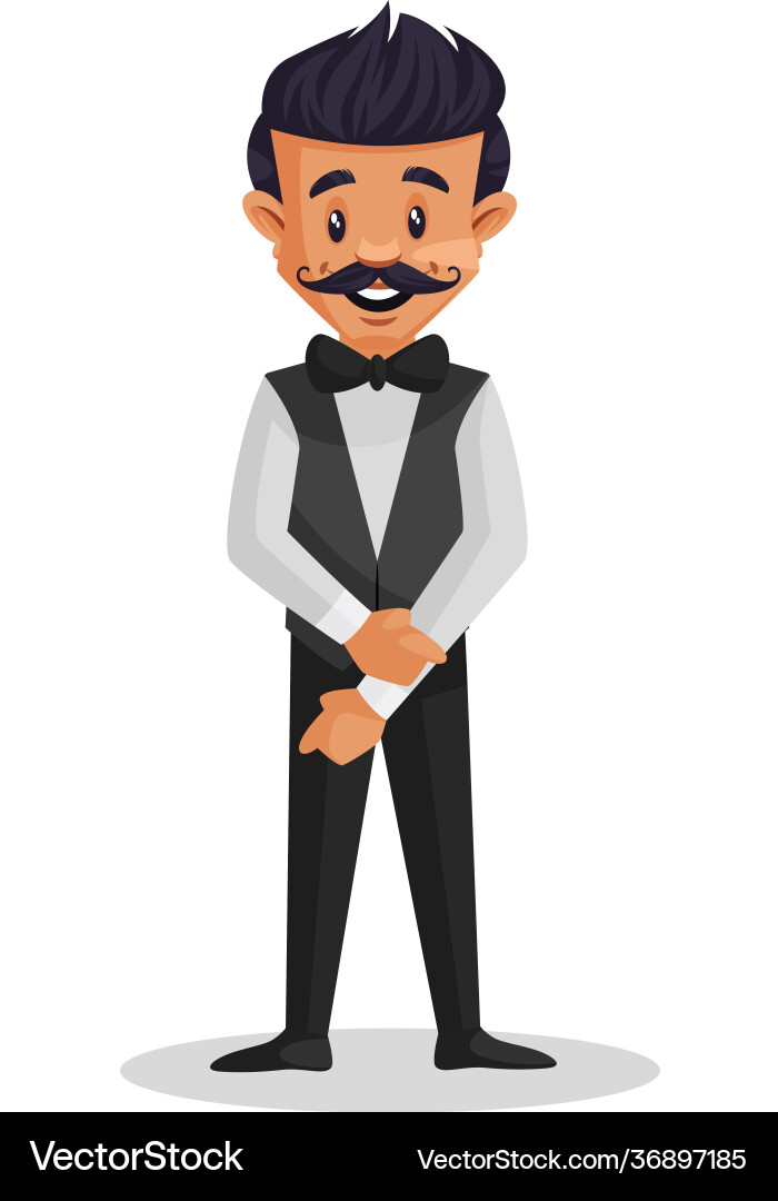 Cartoon Waiter Character Vector Image