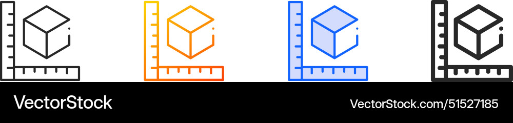Cube iconthin linear gradient blue stroke Cube iconthin linear gradient blue stroke Vector Image