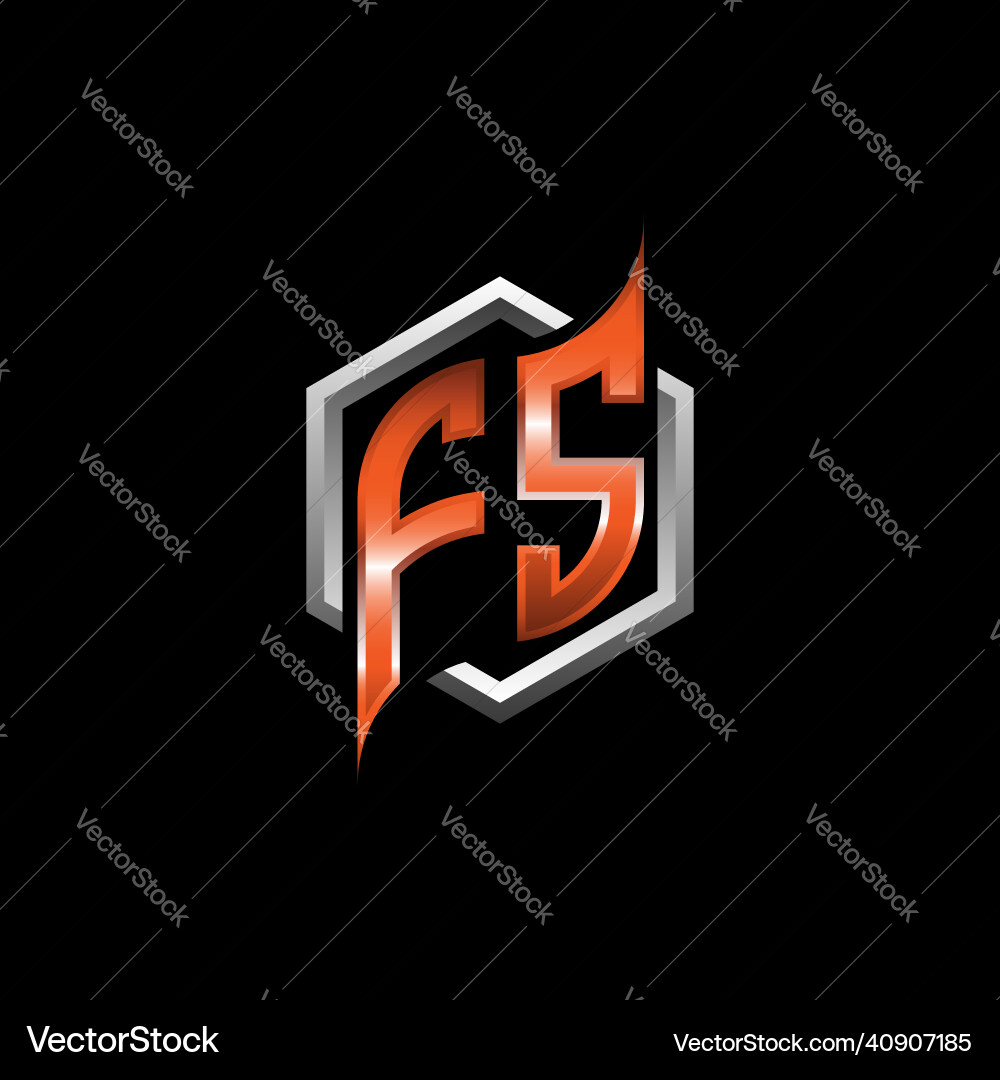 Fs monogram geometric orange with hexagonal Vector Image