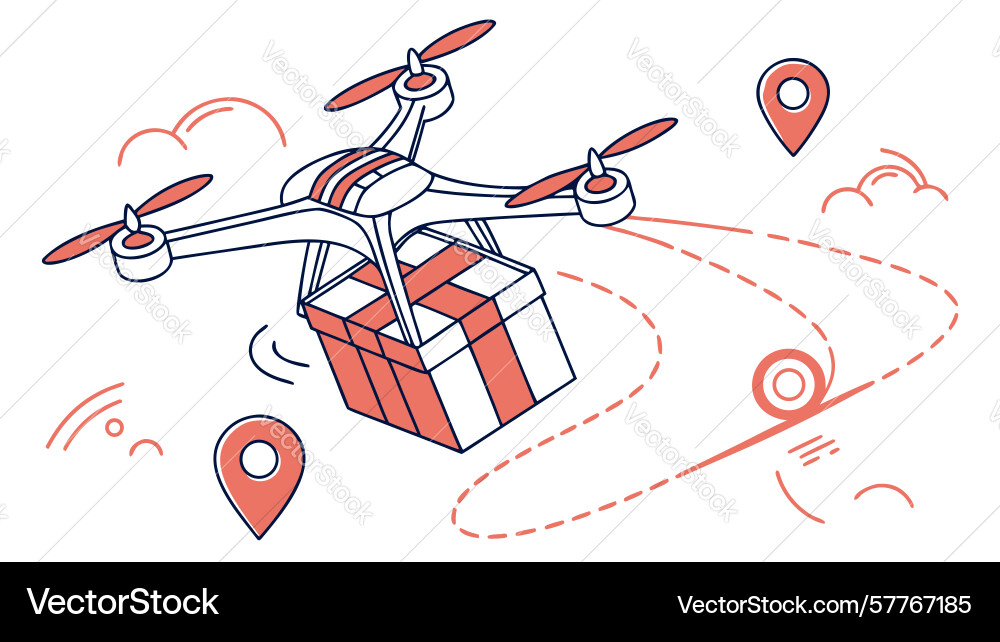Rapid drone delivery with multiple destination Vector Image