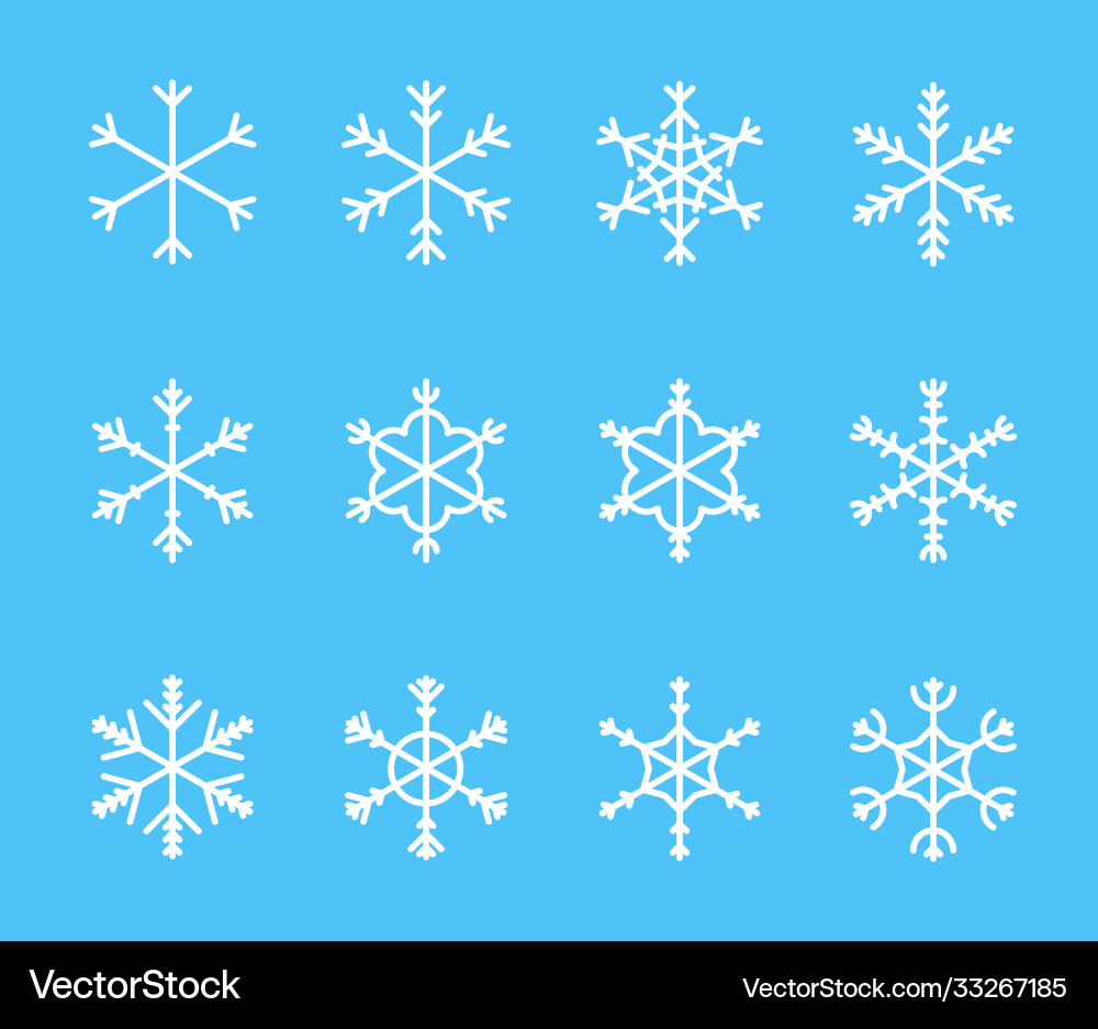 Snowflake Icon Set - Thin Line vector image
