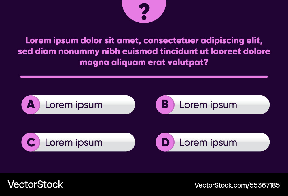Template question and answers for quiz game exam Vector Image