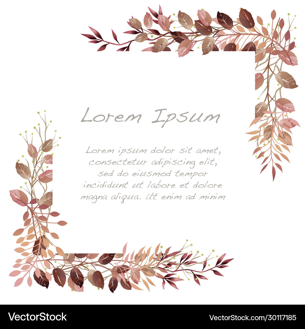 Watercolor botanical square frame vector image