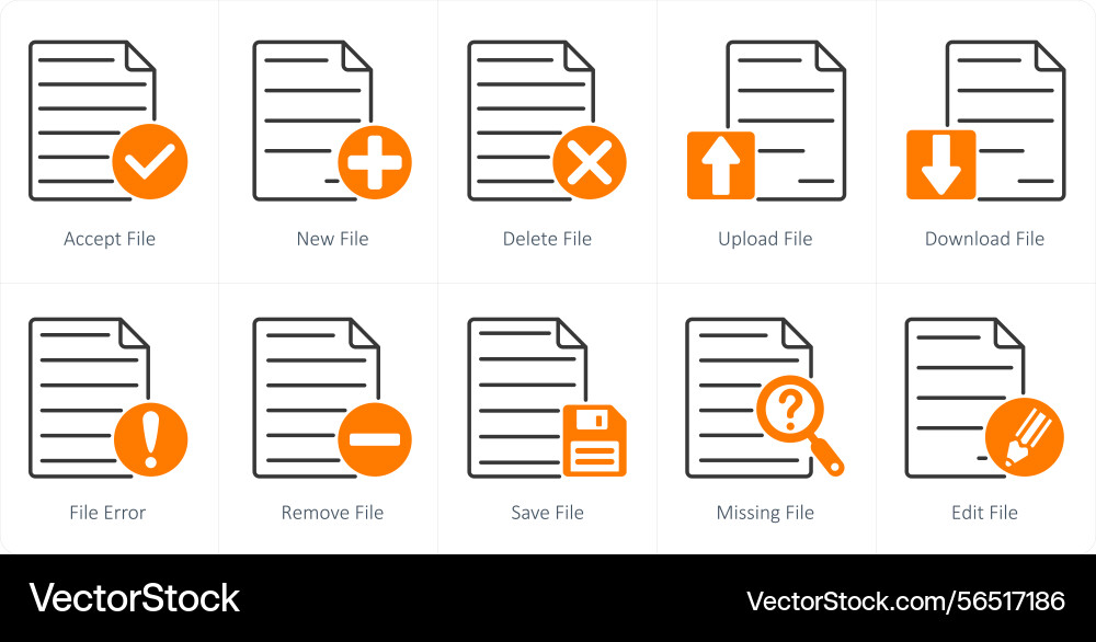 A set of 10 files icons as accept file new vector image