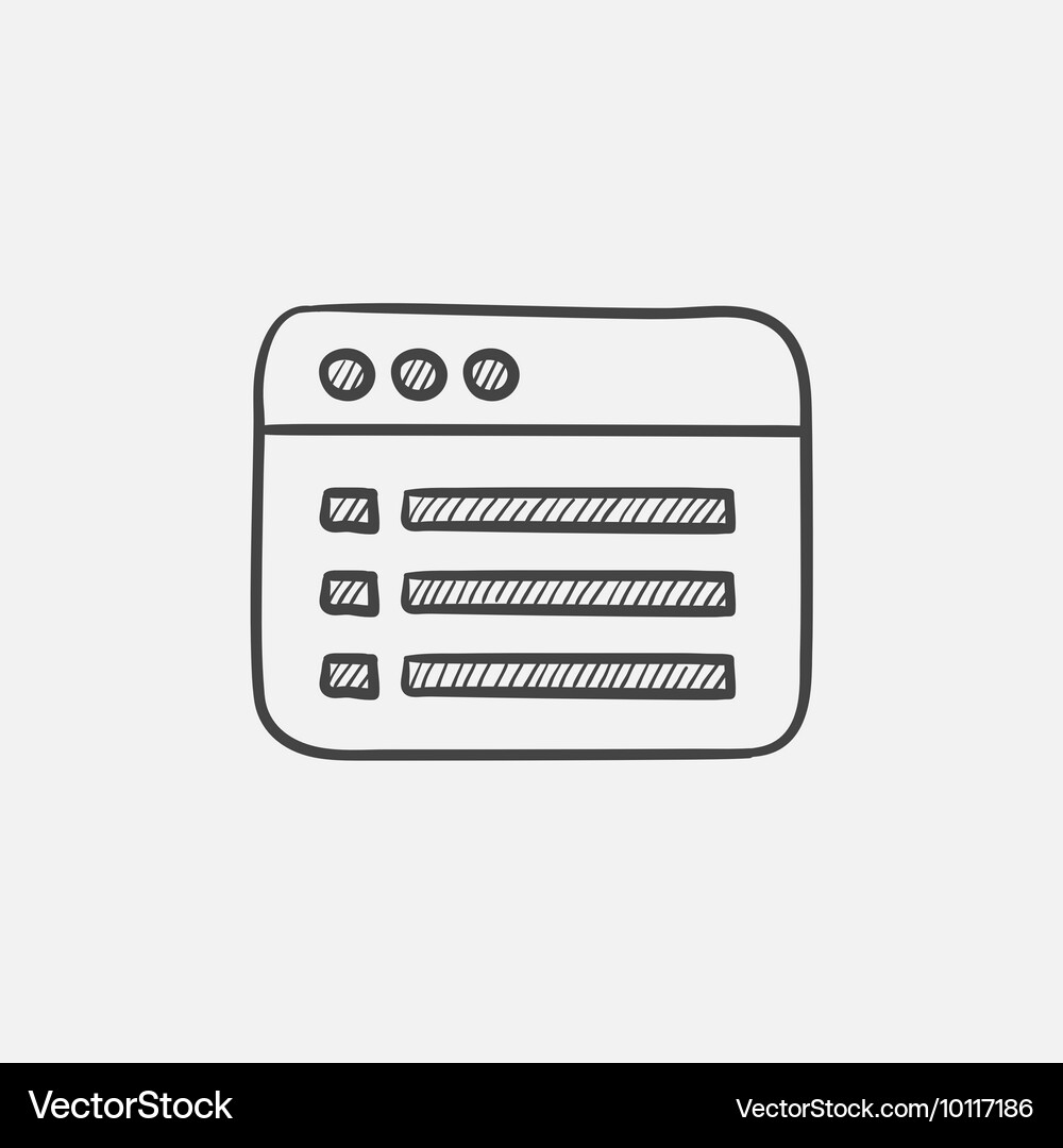 Browser window with folder contents sketch icon Vector Image