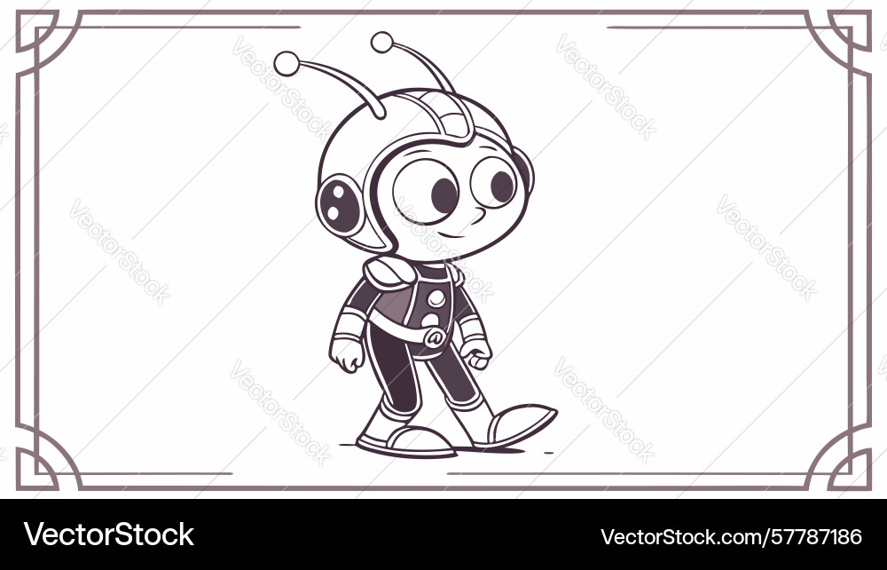 Cute robotic alien character design generative ai Vector Image