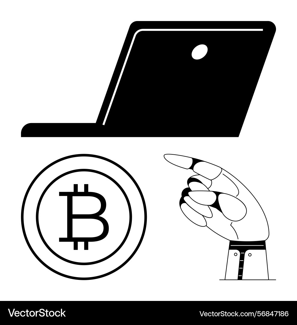 Digital bitcoin transaction with robotic Digital bitcoin transaction with robotic vector image