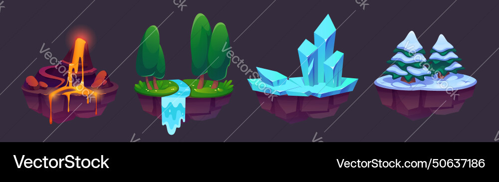 Floating land islands for game level map ui design Floating land islands for game level map ui design vector image