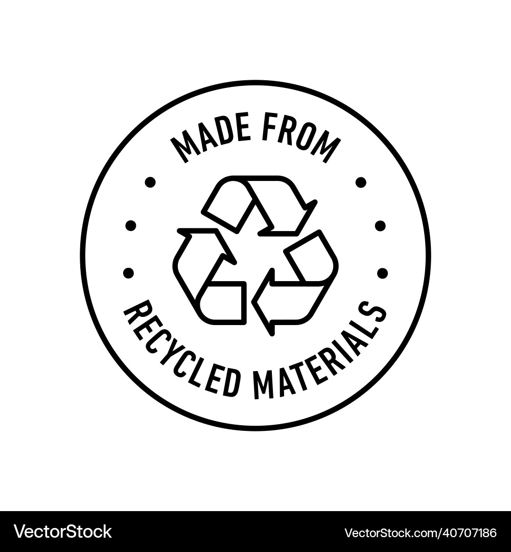 Made with 100 recycled materials icon logo badge Vector Image
